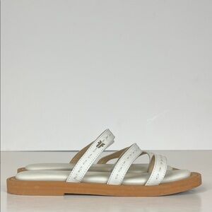 Frye Faye White Leather Strappy Slide Sandals SZ‎ 7.5